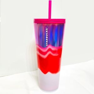 💘NEW❤️ Starbucks 2021 Holiday Marbled Waves Holographic Pink Hues Tumbler